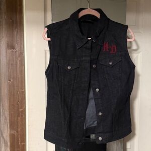 NWOT Harley-Davidson Black Denim Vest Size Small